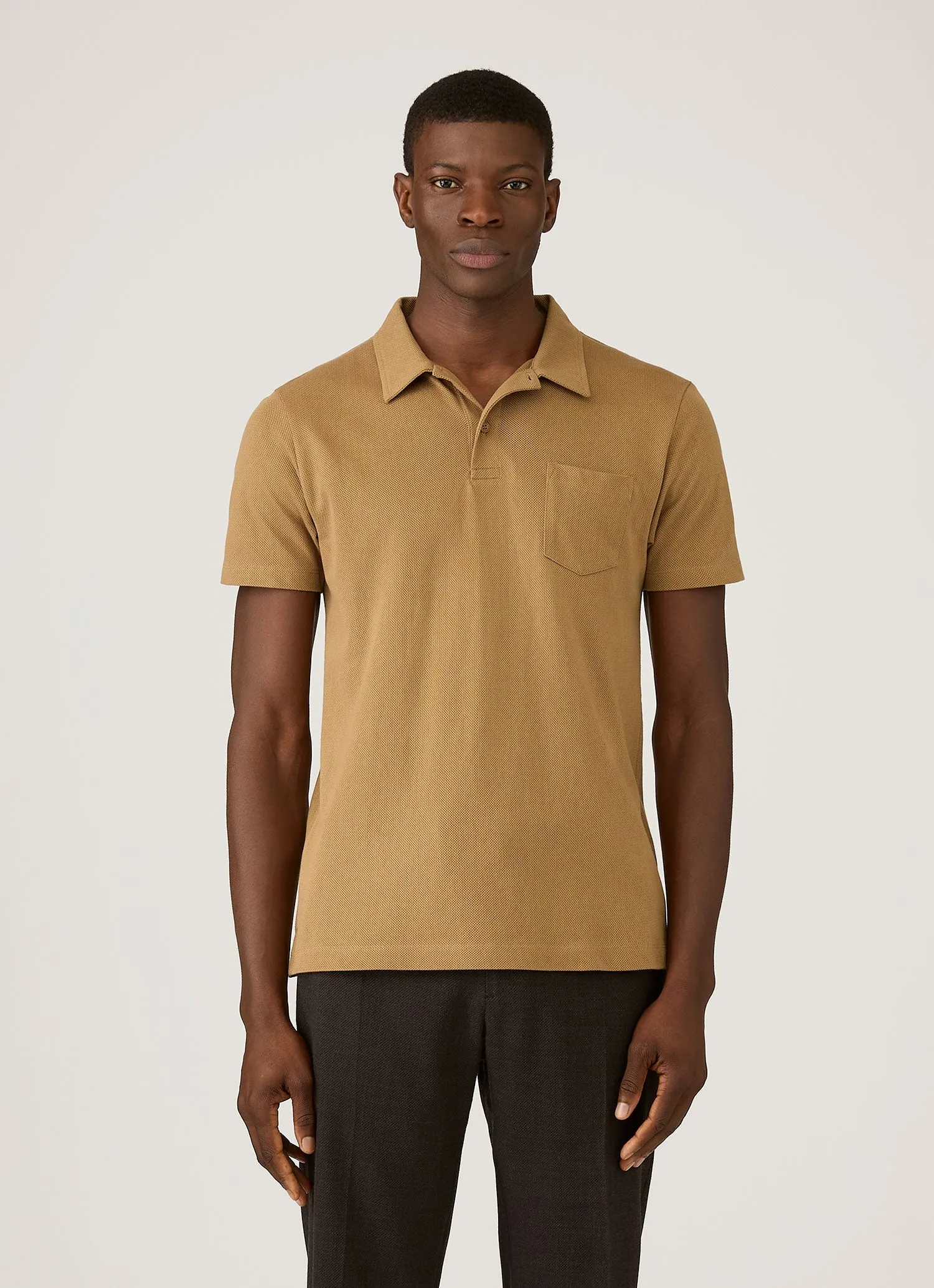 Men's Riviera Polo Shirt in Walnut sold by Sunspel product image thumbnail 2
