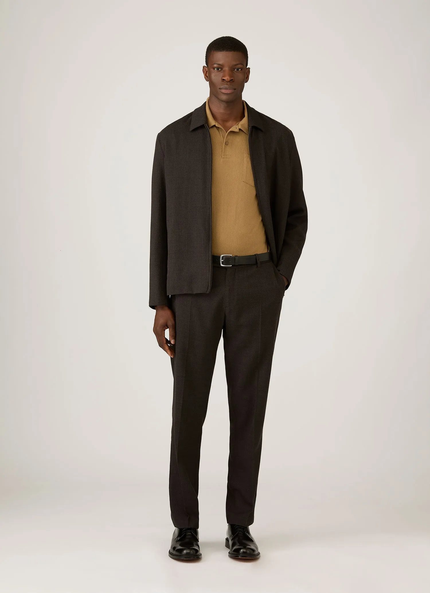 Men's Riviera Polo Shirt in Walnut sold by Sunspel product image thumbnail 3