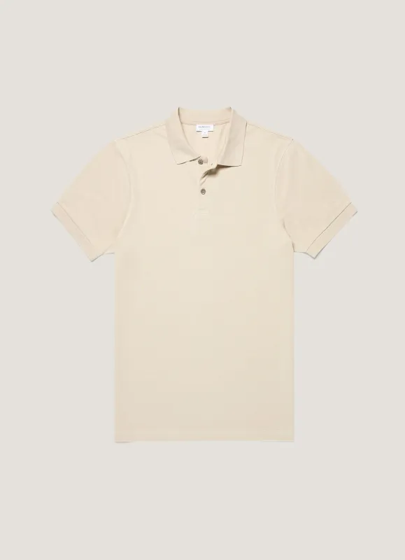 Men's Piqué Polo Shirt in Hazelwood sold by Sunspel