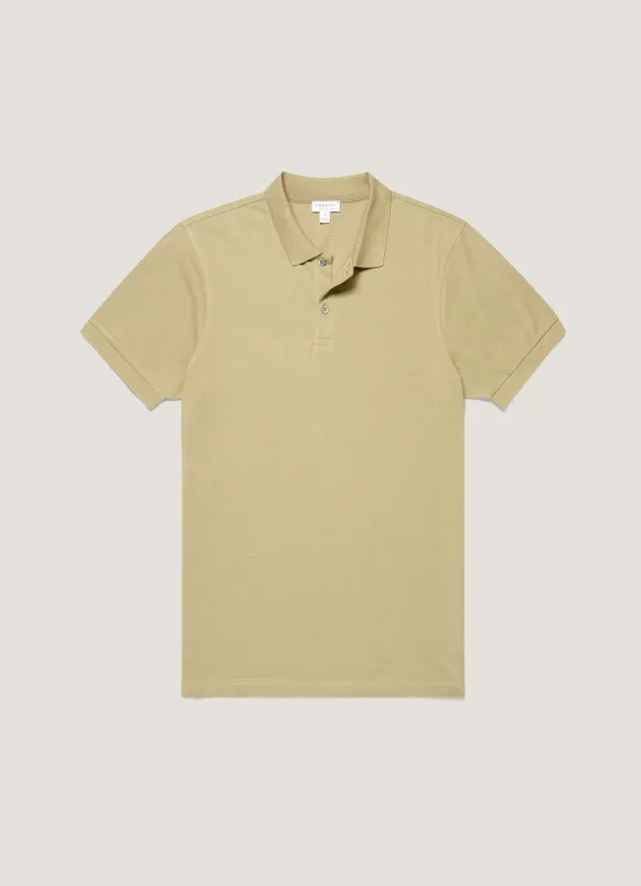 Men's Piqué Polo Shirt in Pistachio sold by Sunspel