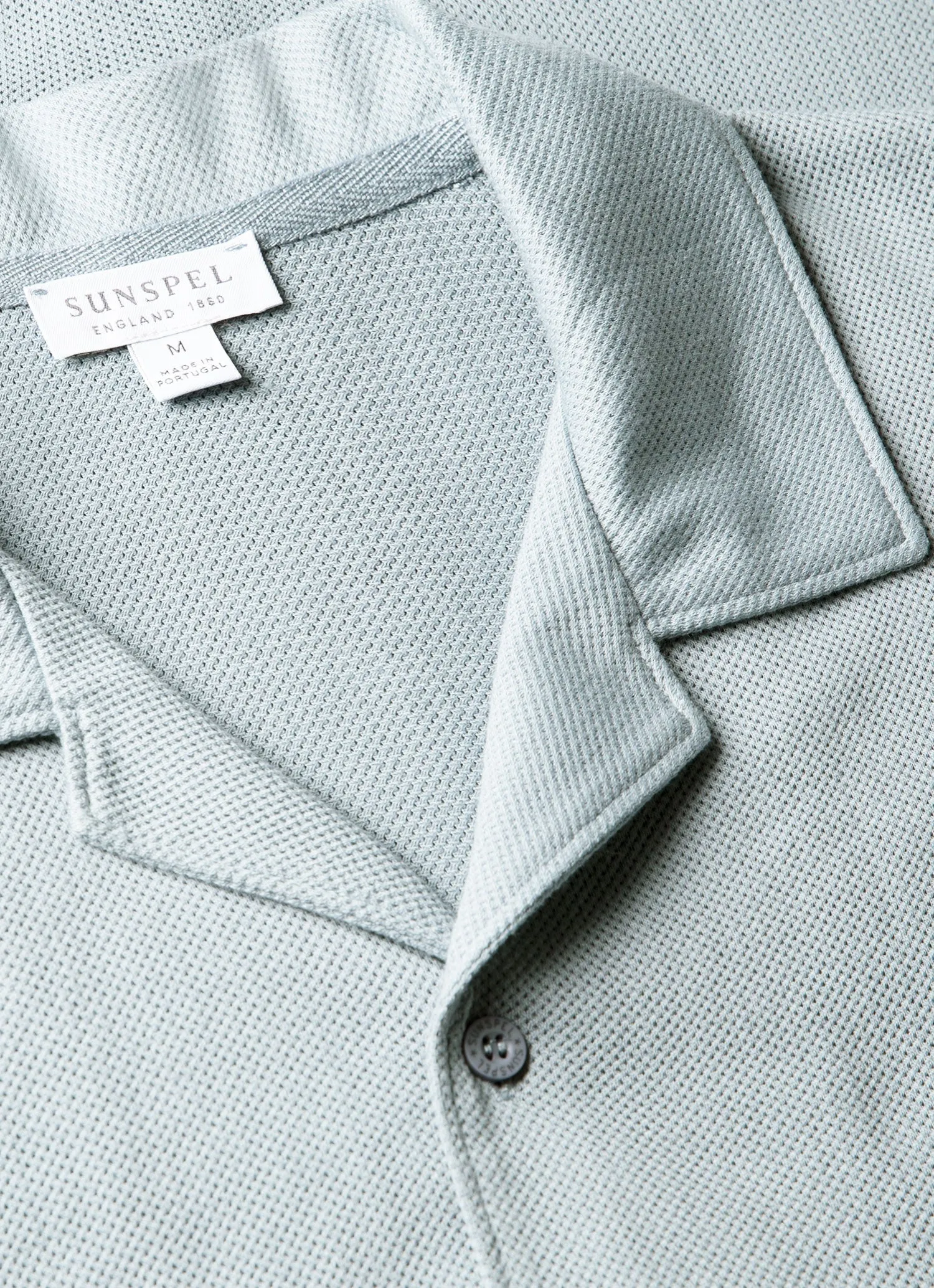Men's Riviera Camp Collar Shirt in Stone Blue sold by Sunspel product image thumbnail 4
