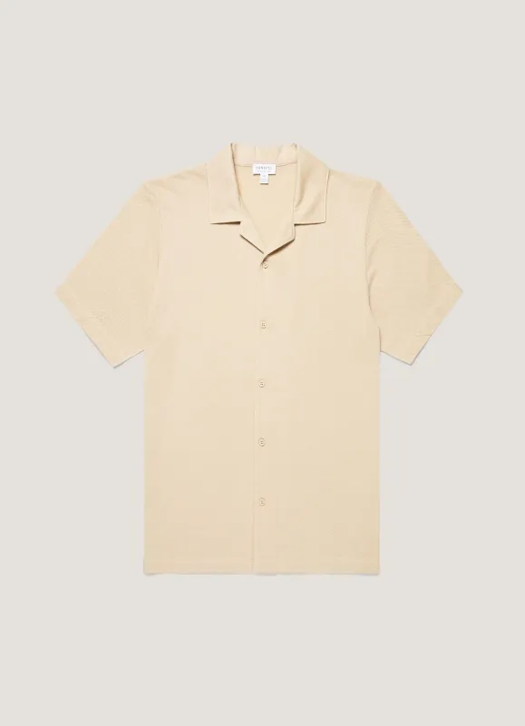 Men's Riviera Camp Collar Shirt in Hazelwood made by Sunspel