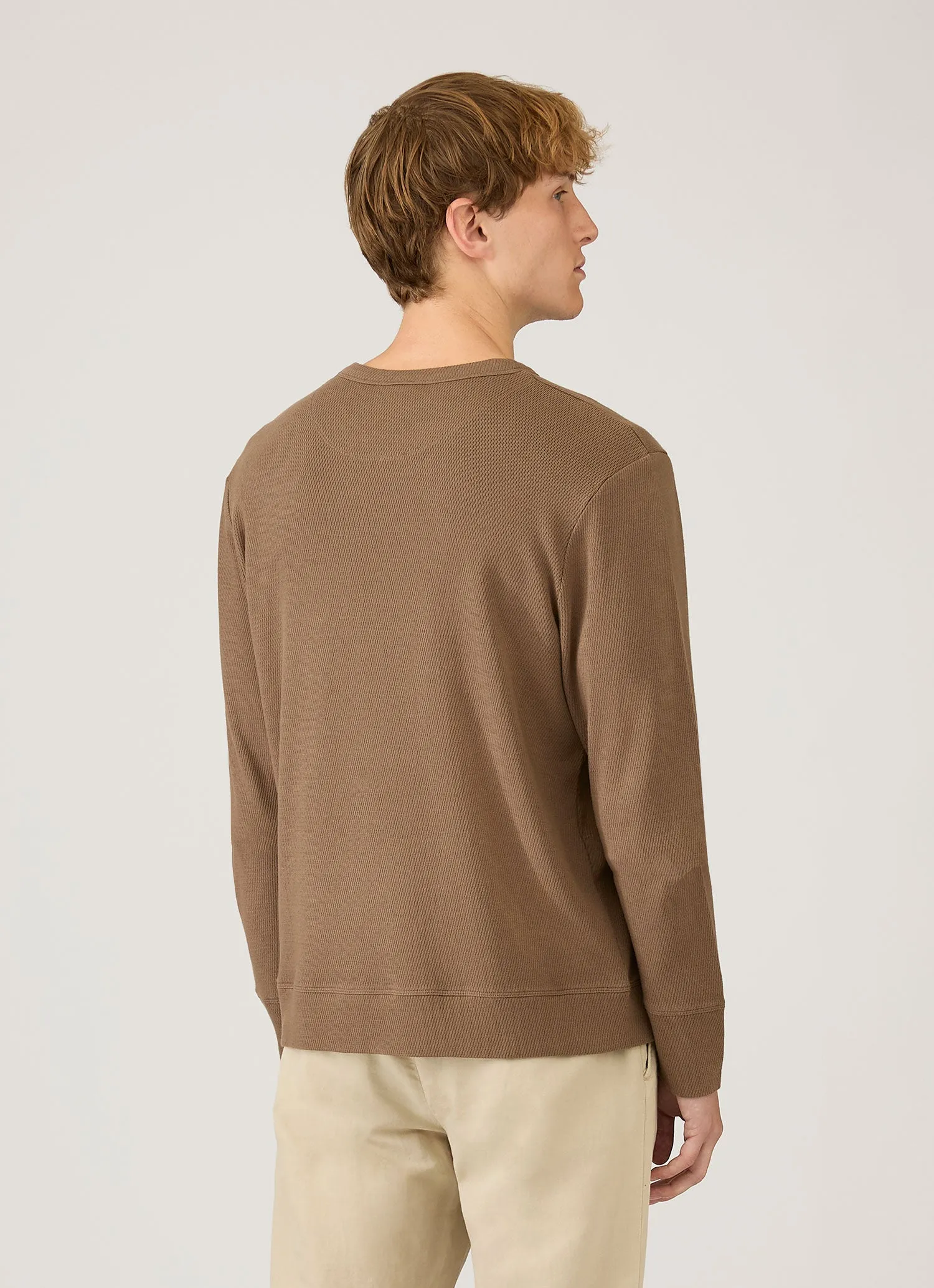 Men's Long Sleeve Cellulock Crew Neck in Dark Cedar sold by Sunspel product image thumbnail 5