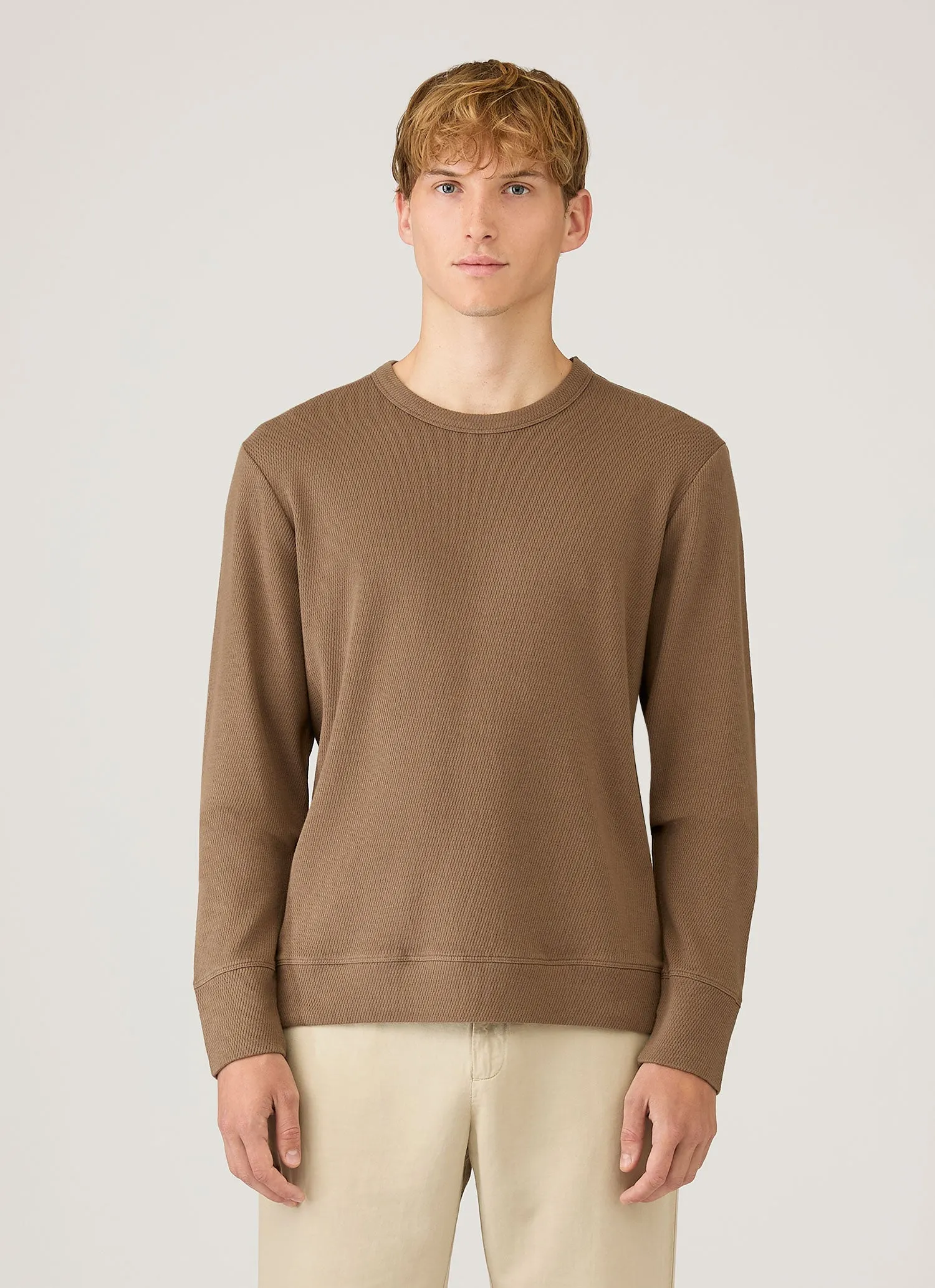 Men's Long Sleeve Cellulock Crew Neck in Dark Cedar sold by Sunspel product image thumbnail 2