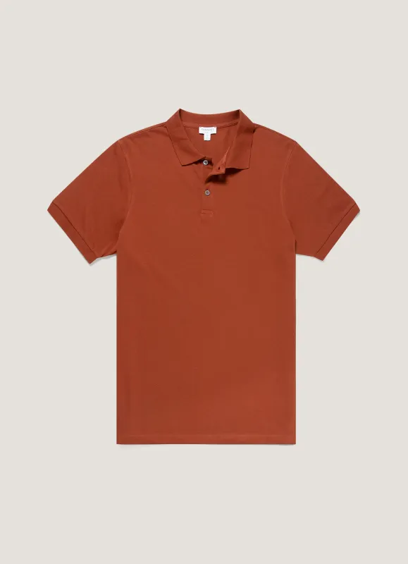 Men's Piqué Polo Shirt in Rust sold by Sunspel