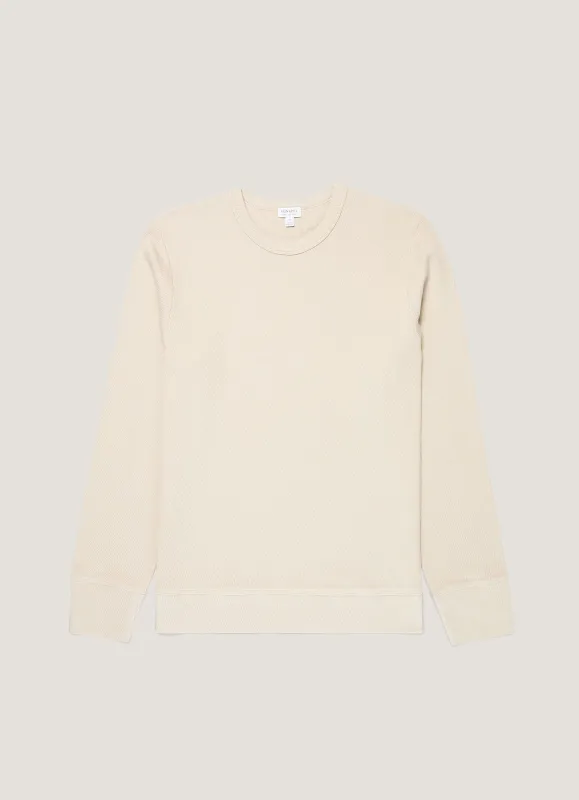 Men's Long Sleeve Cellulock Crew Neck in Hazelwood sold by Sunspel