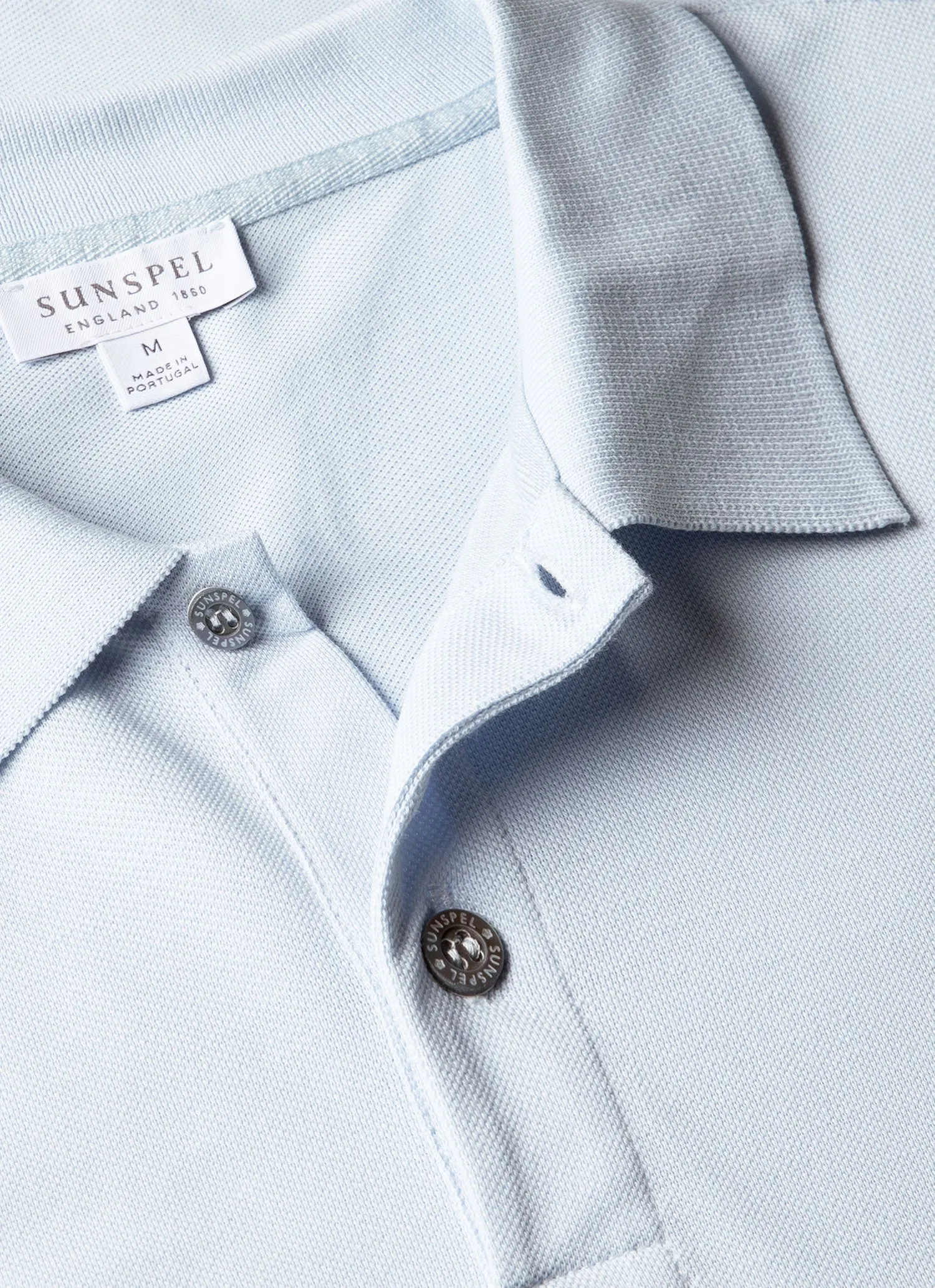 Men's Piqué Polo Shirt in Pastel Blue sold by Sunspel product image thumbnail 4