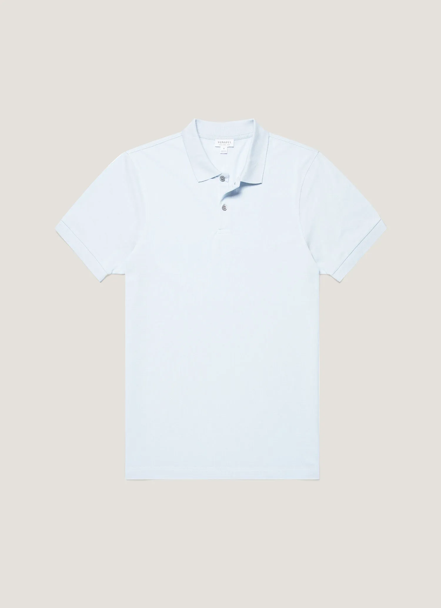 Men's Piqué Polo Shirt in Pastel Blue sold by Sunspel