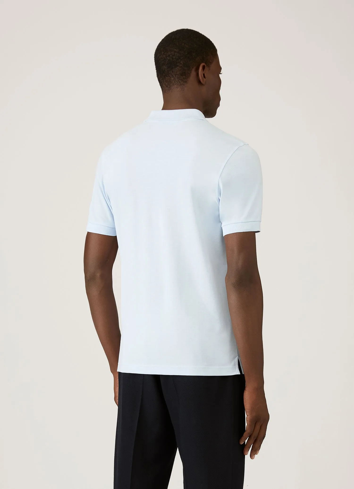Men's Piqué Polo Shirt in Pastel Blue sold by Sunspel product image thumbnail 5