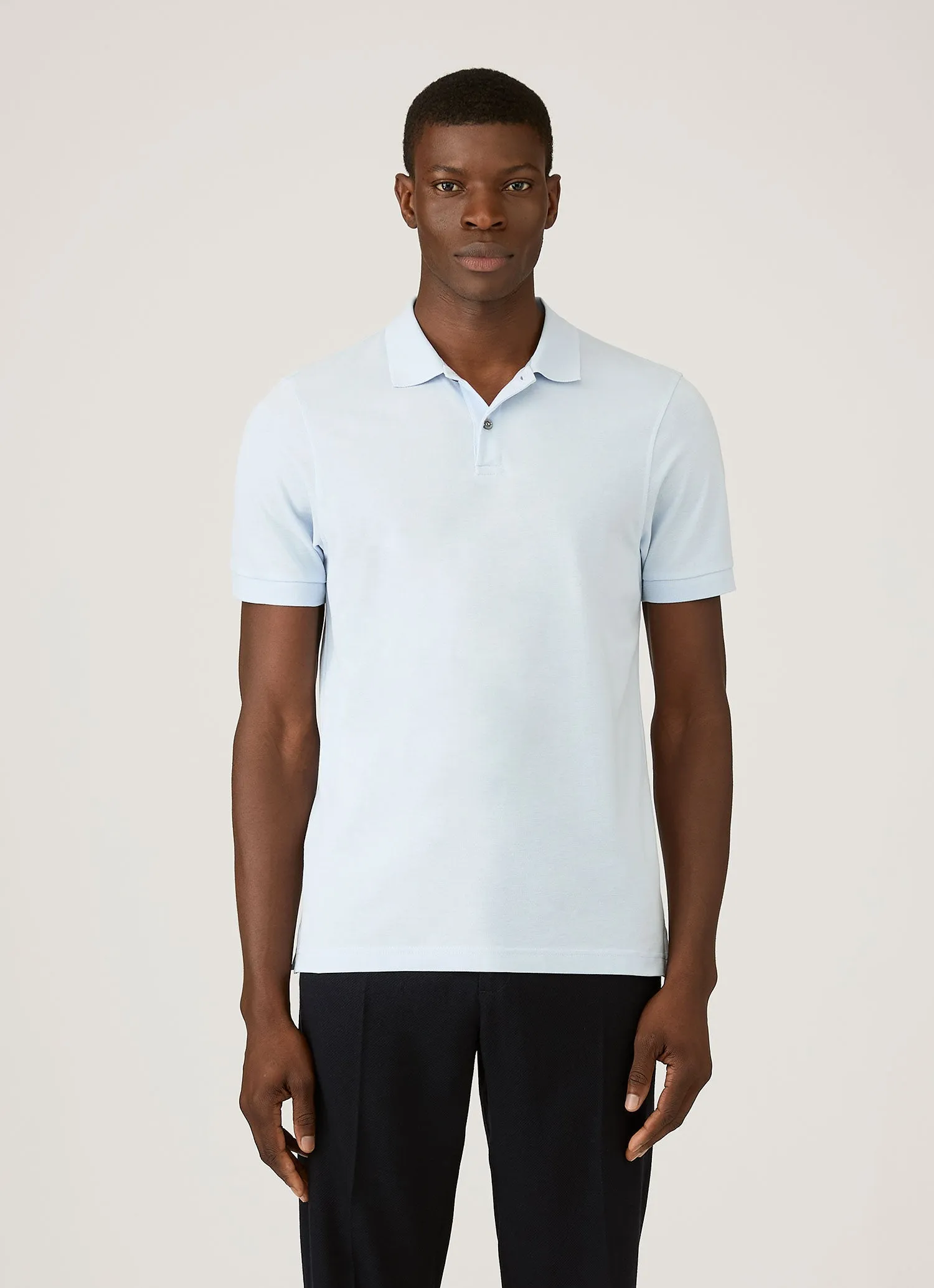 Men's Piqué Polo Shirt in Pastel Blue sold by Sunspel product image thumbnail 2