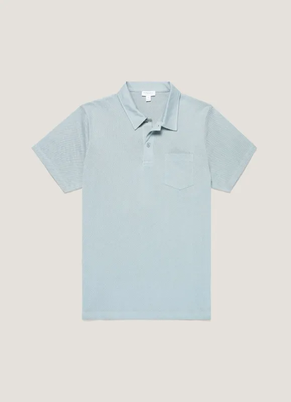 Men's Riviera Polo Shirt in Stone Blue sold by Sunspel
