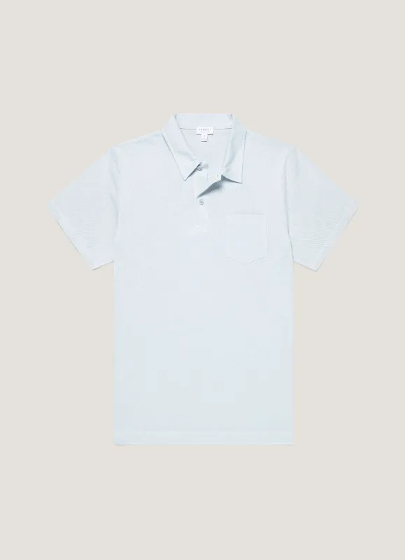 Men's Riviera Polo Shirt in Pastel Blue sold by Sunspel