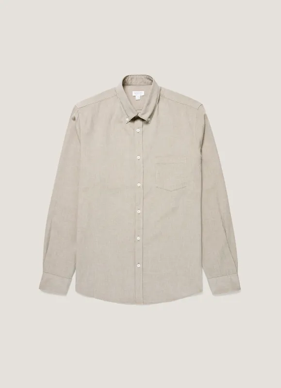Men's Button Down Oxford Shirt in Light Khaki sold by Sunspel