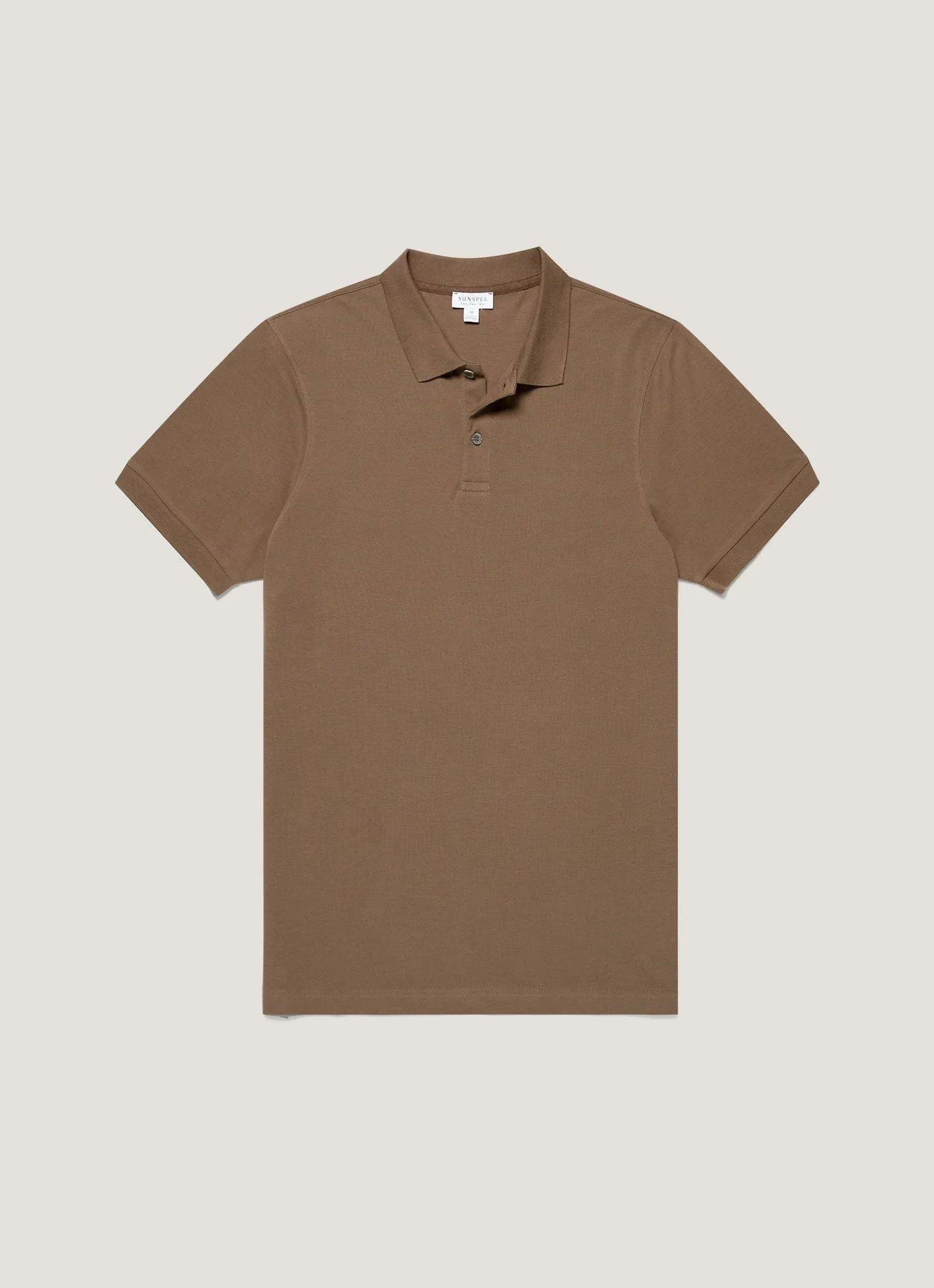 Men's Piqué Polo Shirt in Dark Cedar sold by Sunspel