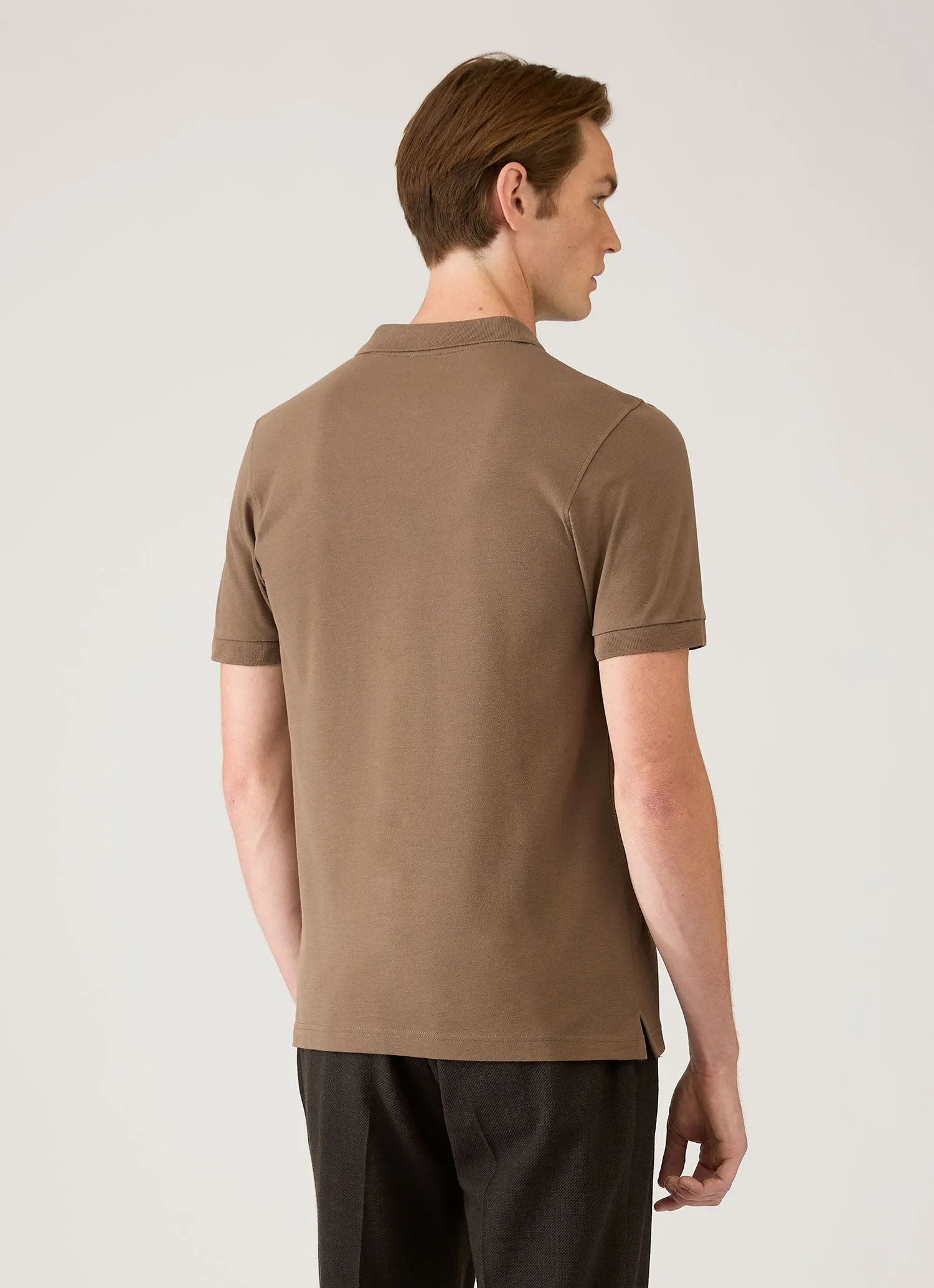 Men's Piqué Polo Shirt in Dark Cedar sold by Sunspel product image thumbnail 5