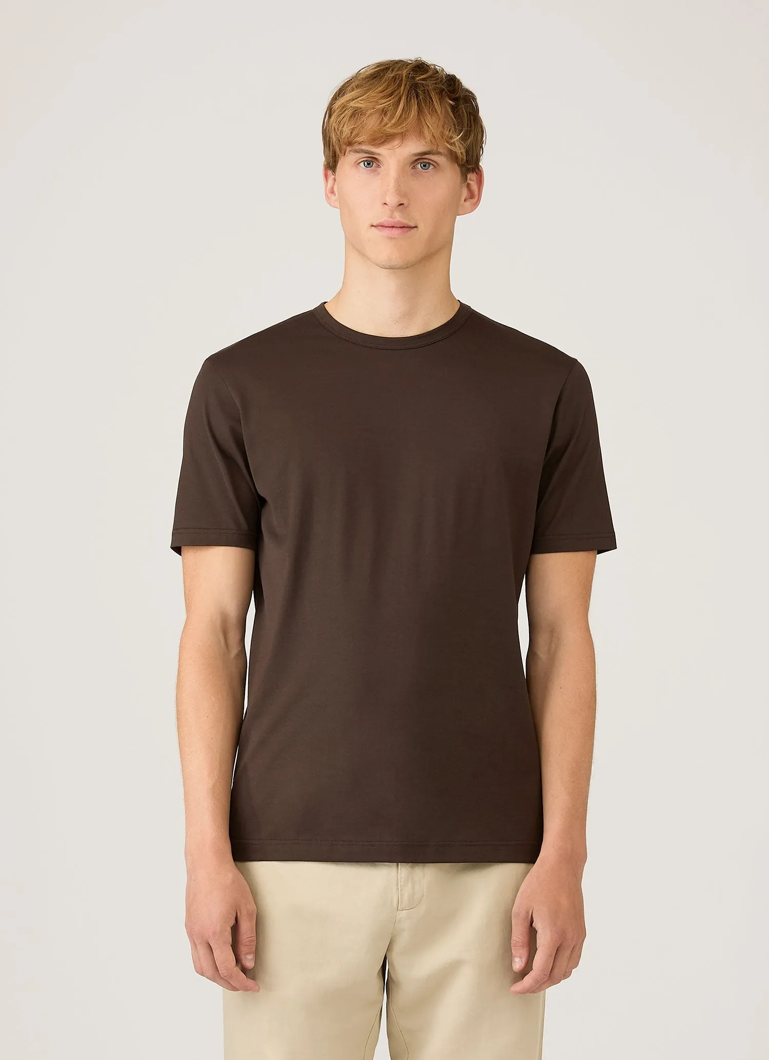 Men's Classic T-shirt in Dark Chocolate sold by Sunspel product image thumbnail 2