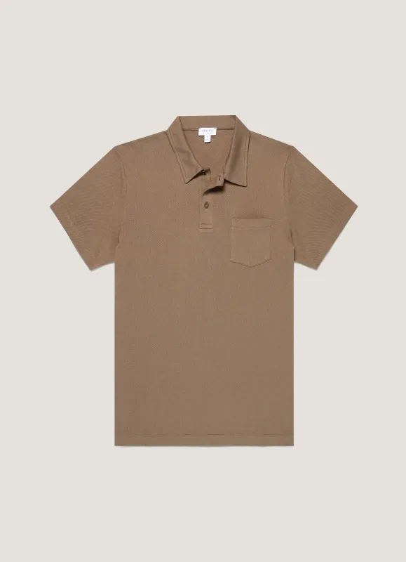 Men's Riviera Polo Shirt in Dark Cedar sold by Sunspel