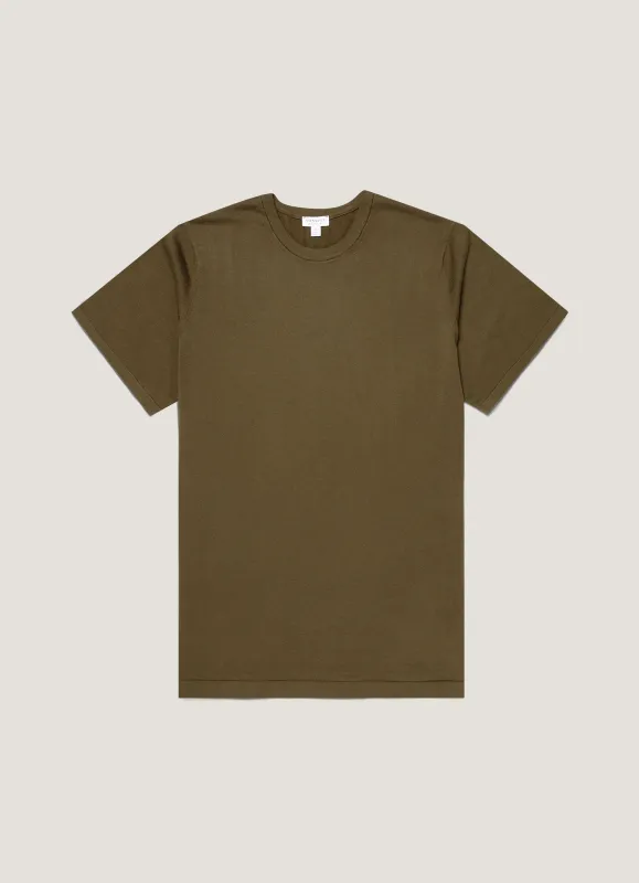 Men's Sea Island Cotton Knit T-shirt in Deep Olive sold by Sunspel