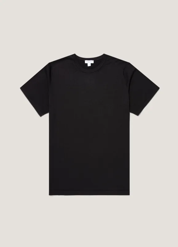 Men's Sea Island Cotton Knit T-shirt in Black sold by Sunspel