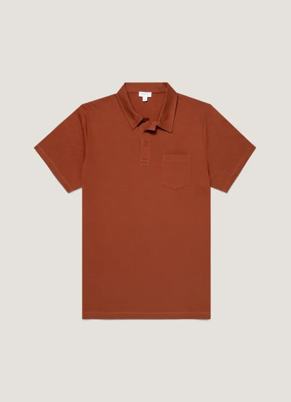 Men's Riviera Polo Shirt in Rust sold by Sunspel