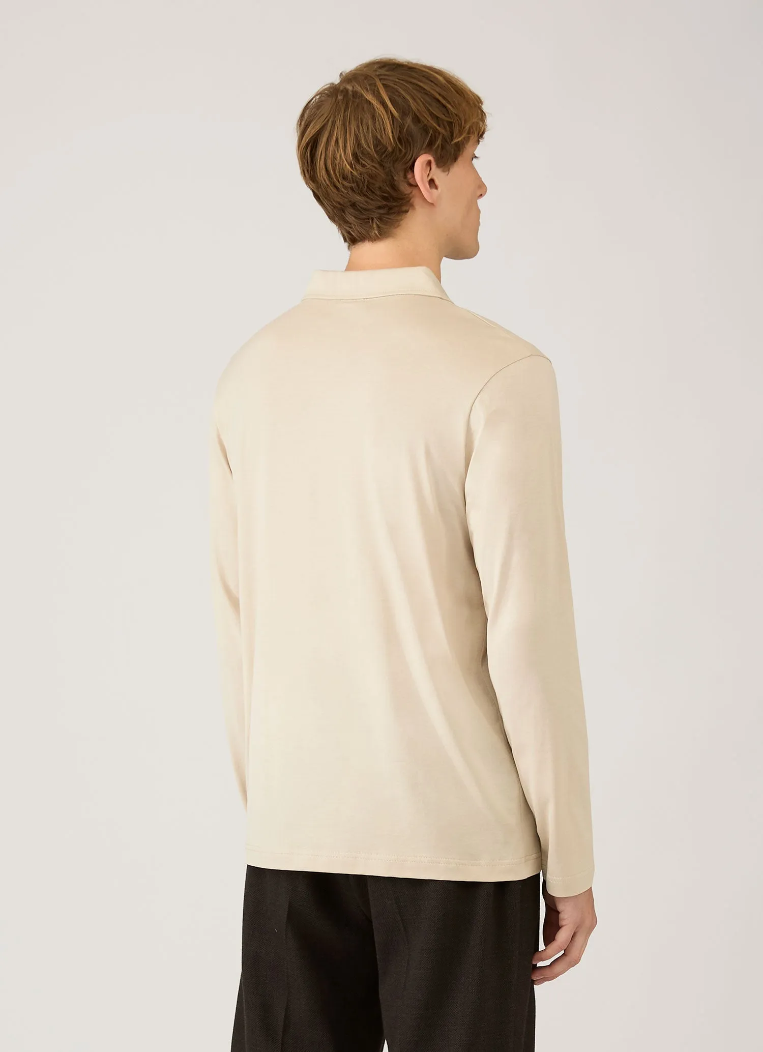 Men's Long Sleeve Classic Jersey Polo Shirt in Hazelwood sold by Sunspel product image thumbnail 5
