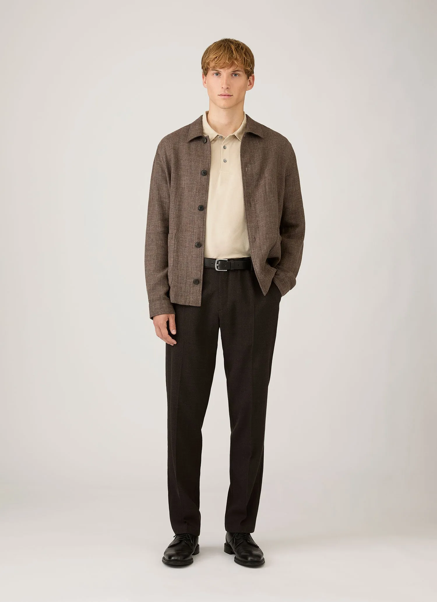 Men's Long Sleeve Classic Jersey Polo Shirt in Hazelwood sold by Sunspel product image thumbnail 3