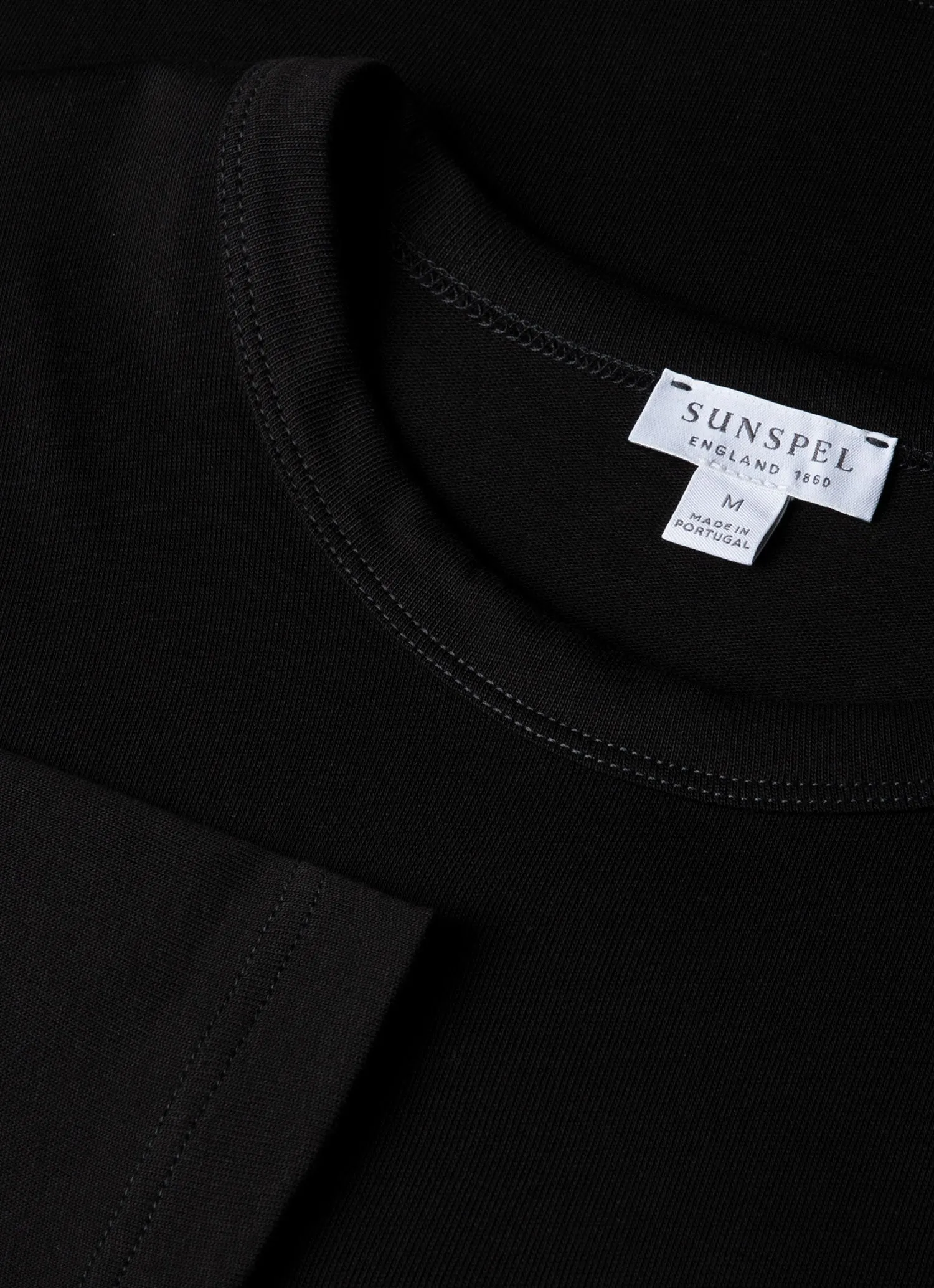 Men's Long Sleeve Heavyweight Jersey T-shirt in Black sold by Sunspel product image thumbnail 4