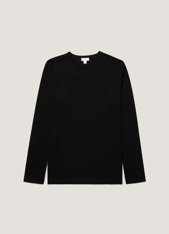Men's Long Sleeve Heavyweight Jersey T-shirt in Black sold by Sunspel