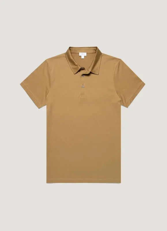 Men's Classic Jersey Polo Shirt in Walnut sold by Sunspel