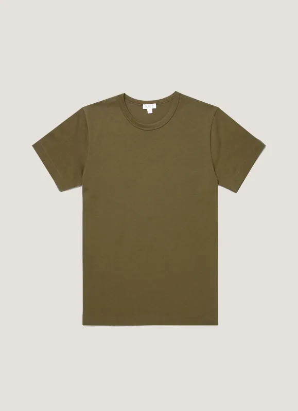 Men's Heavyweight Jersey T-shirt in Deep Olive sold by Sunspel