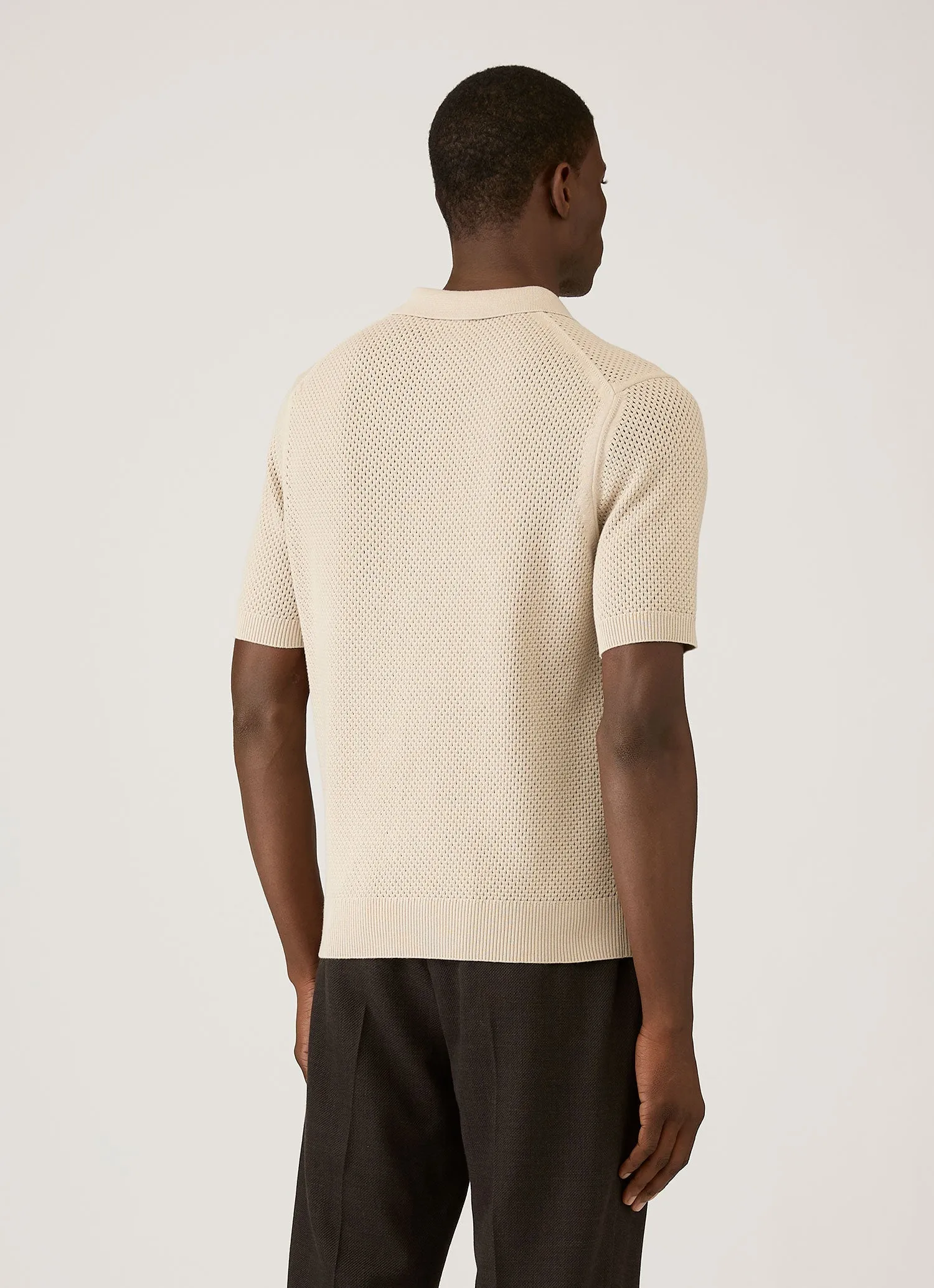 Men's Cotton Mesh Polo Shirt in Hazelwood sold by Sunspel product image thumbnail 5