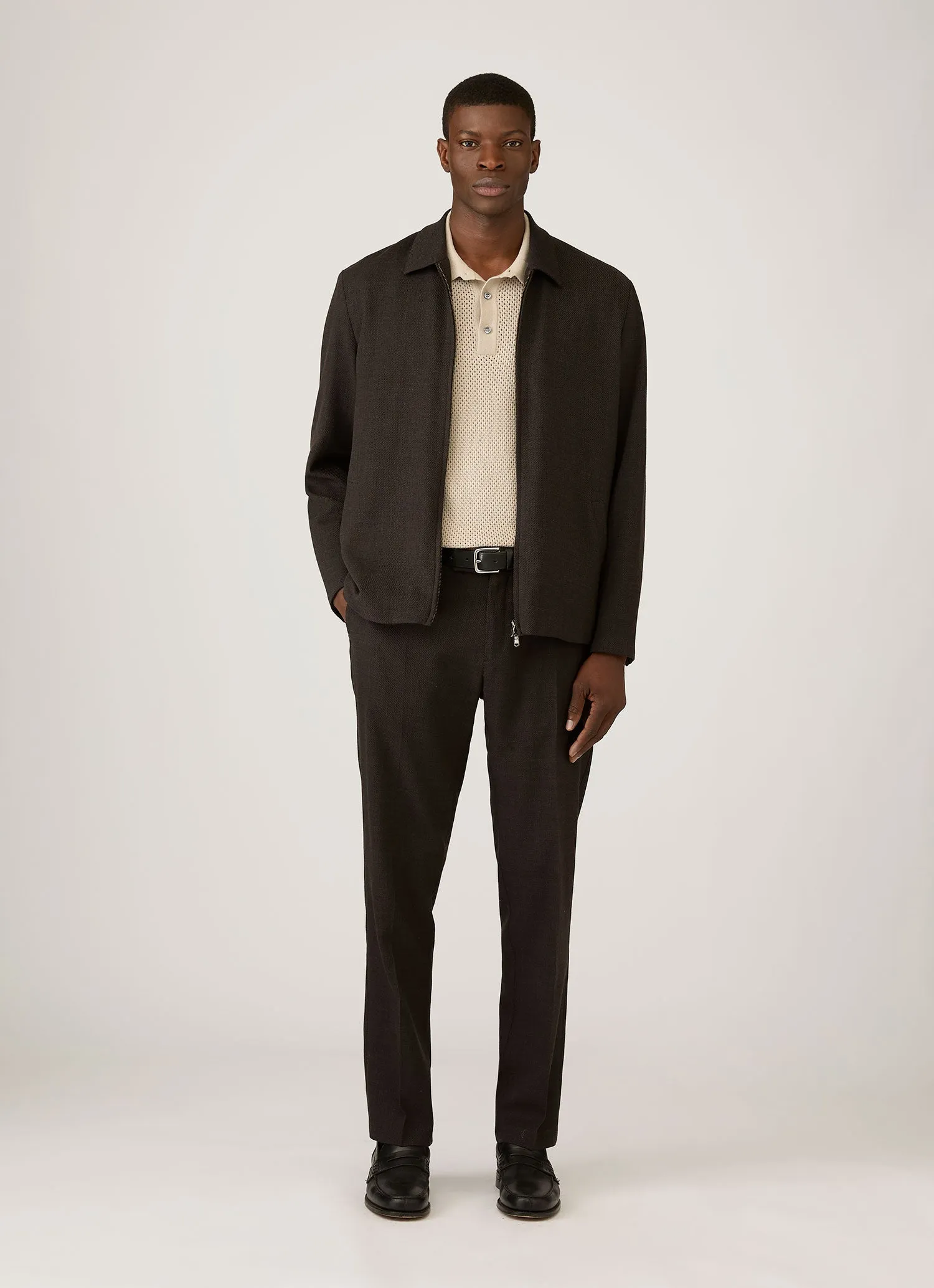 Men's Cotton Mesh Polo Shirt in Hazelwood sold by Sunspel product image thumbnail 3
