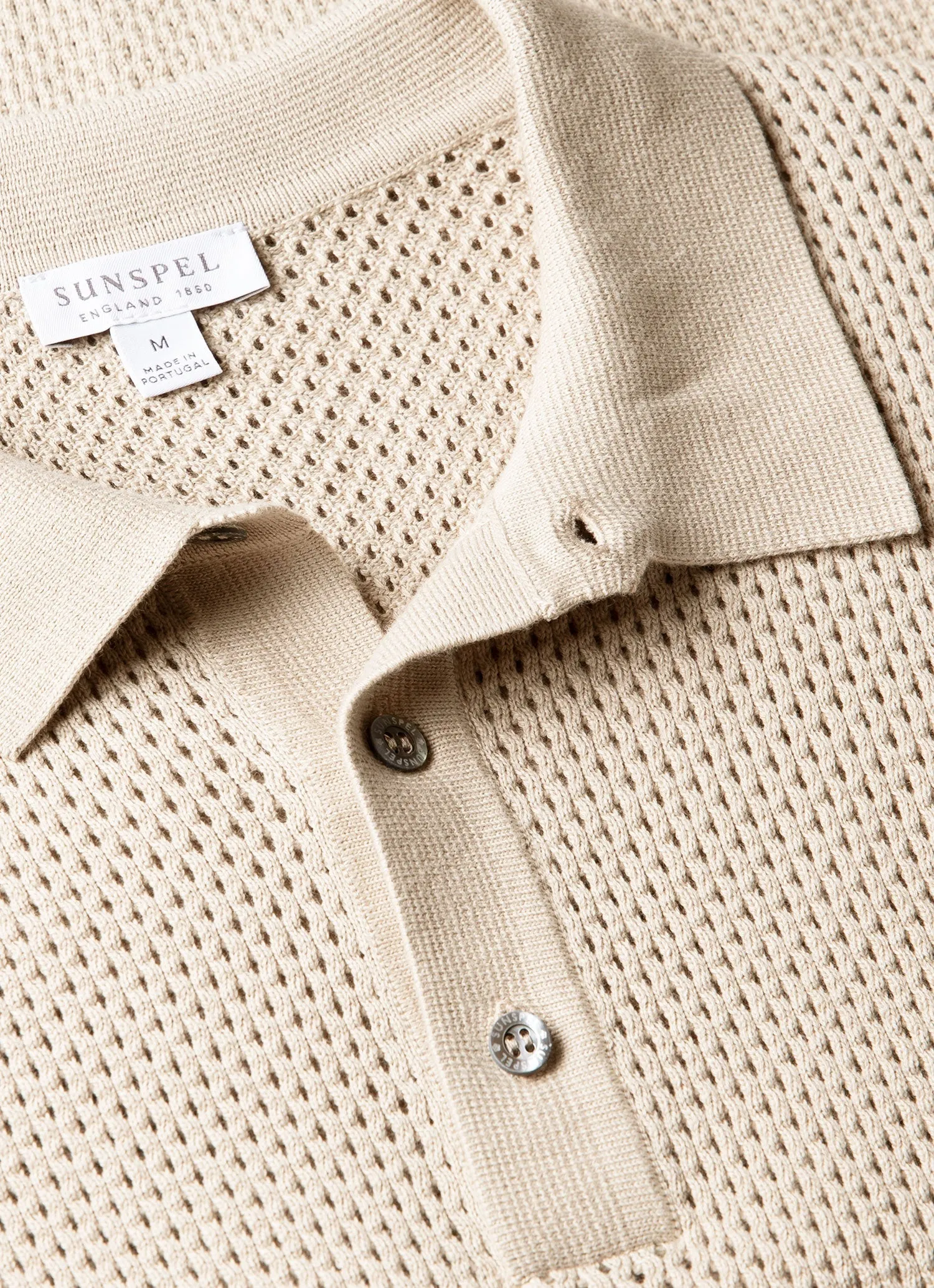 Men's Cotton Mesh Polo Shirt in Hazelwood sold by Sunspel product image thumbnail 4