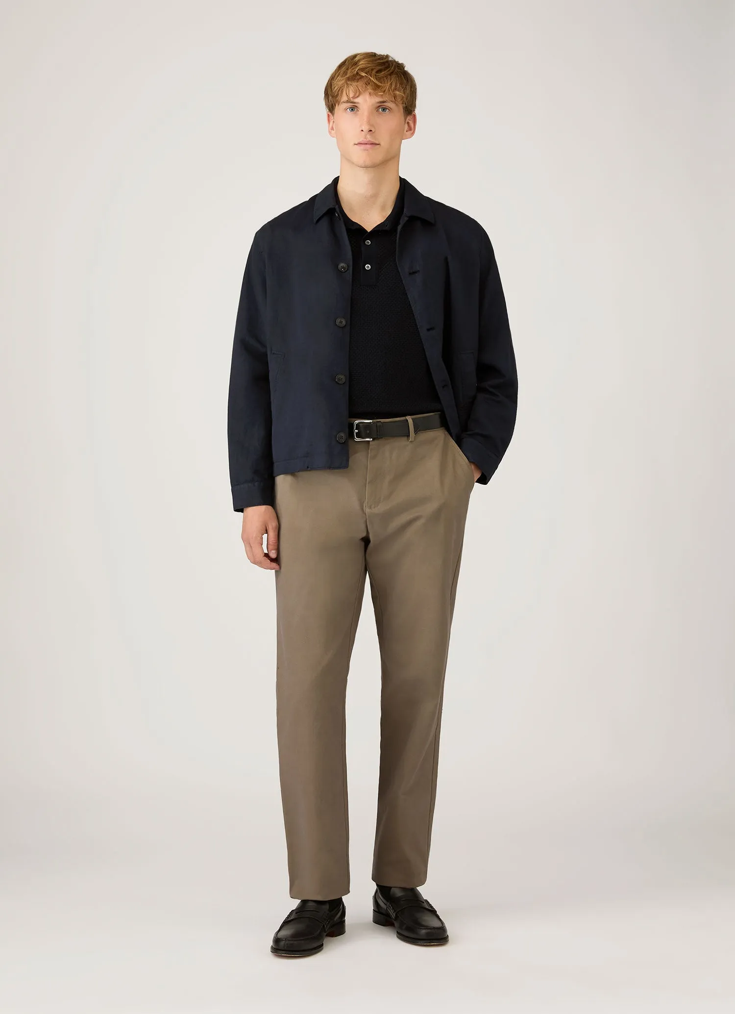 Men's Cotton Mesh Polo Shirt in Navy sold by Sunspel product image thumbnail 3