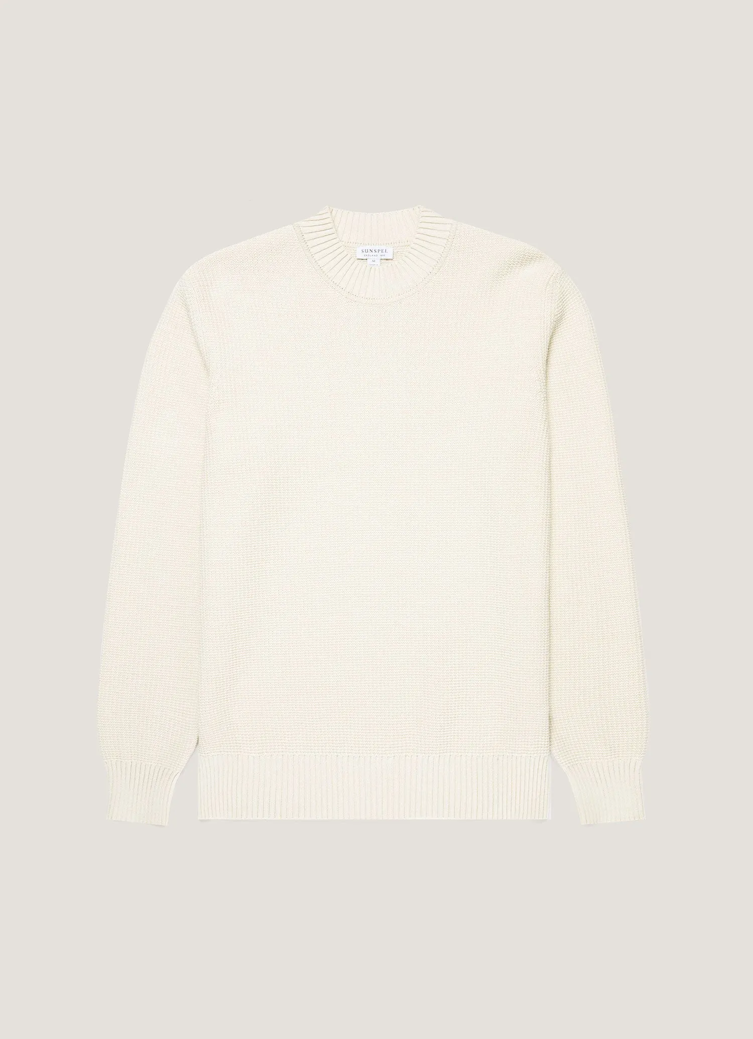 Men's Cotton Crew Neck Jumper in Ecru sold by Sunspel