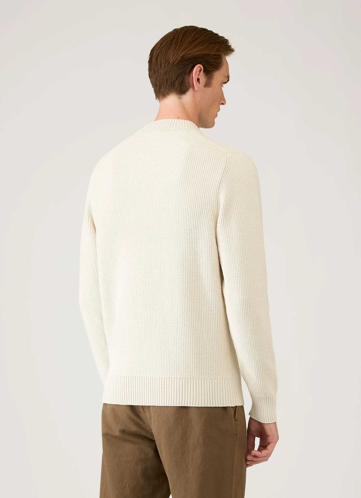 Men's Cotton Crew Neck Jumper in Ecru sold by Sunspel product image thumbnail 5