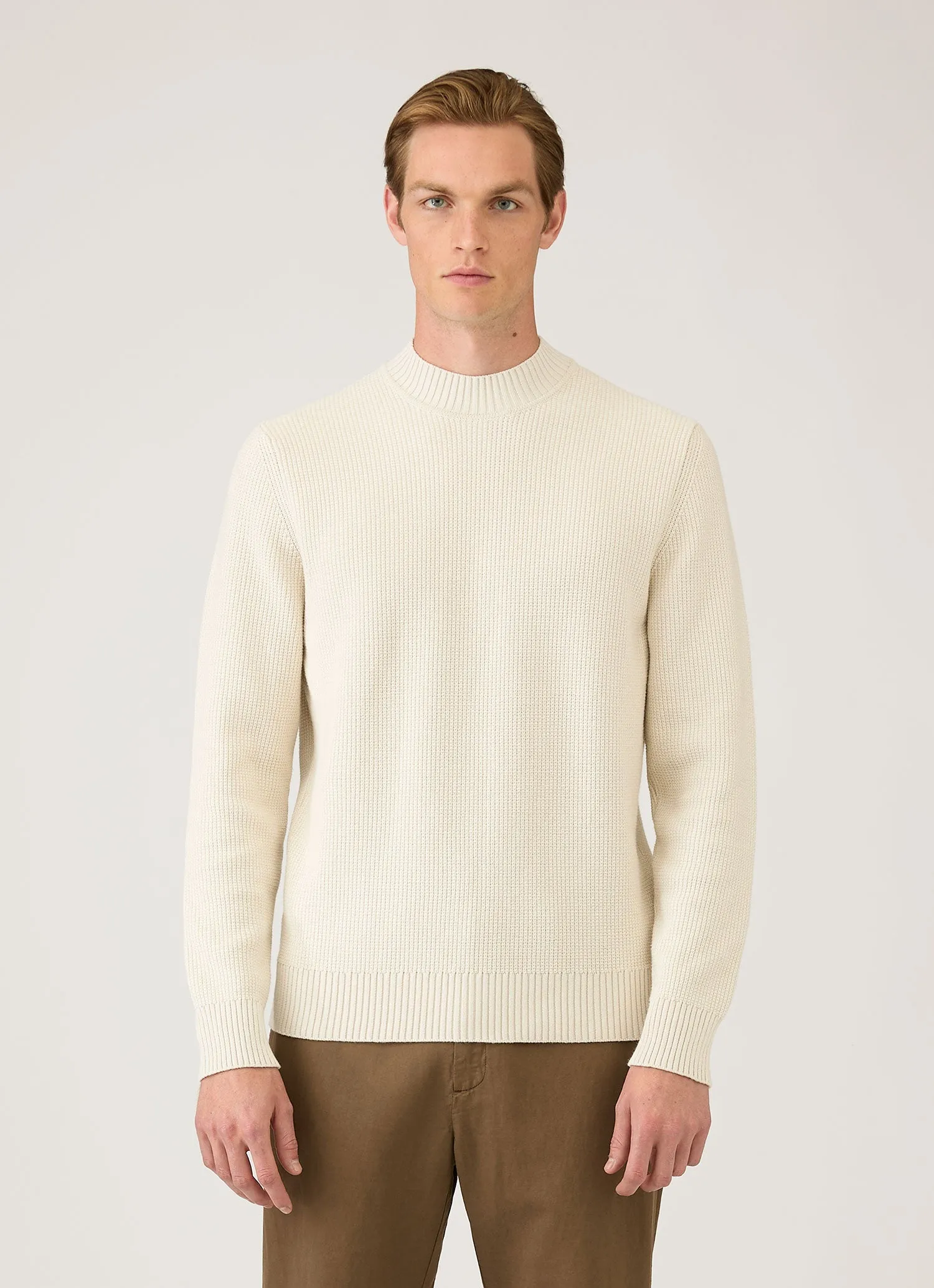 Men's Cotton Crew Neck Jumper in Ecru sold by Sunspel product image thumbnail 2