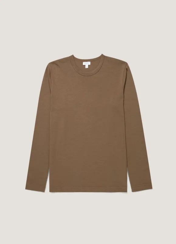 Men's Long Sleeve Heavyweight Jersey T-shirt in Dark Cedar sold by Sunspel