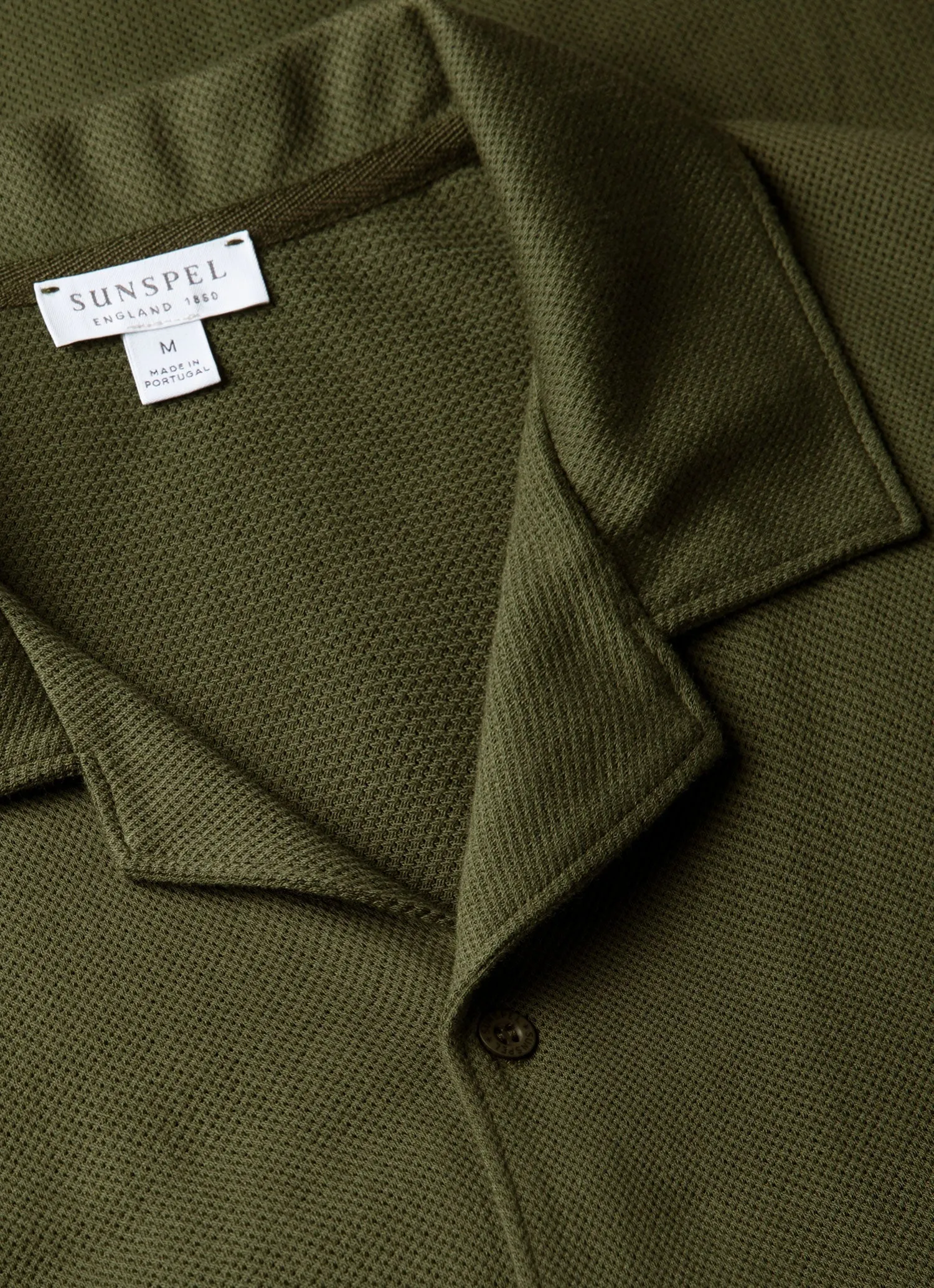 Men's Riviera Camp Collar Shirt in Deep Olive sold by Sunspel product image thumbnail 4