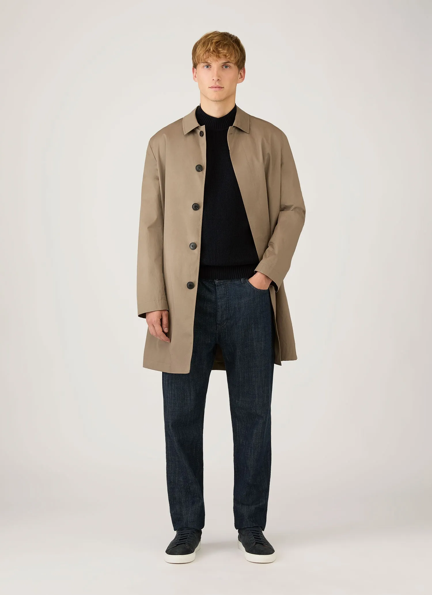 Men's Cotton Crew Neck Jumper in Navy sold by Sunspel product image thumbnail 3