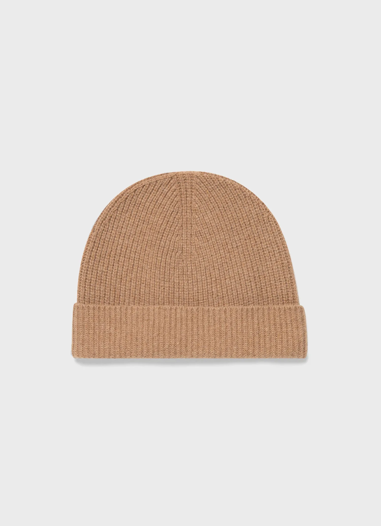 Cashmere Ribbed Hat in Brown Melange sold by Sunspel