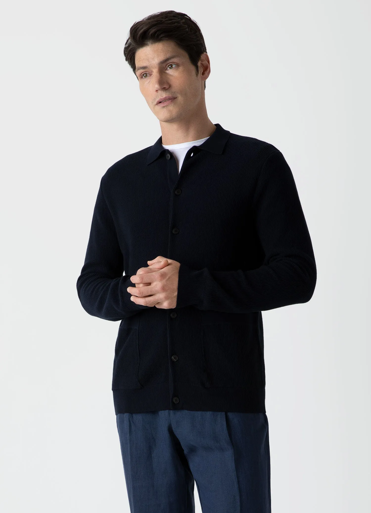 Men's Knitted Jacket in Navy sold by Sunspel product image thumbnail 2