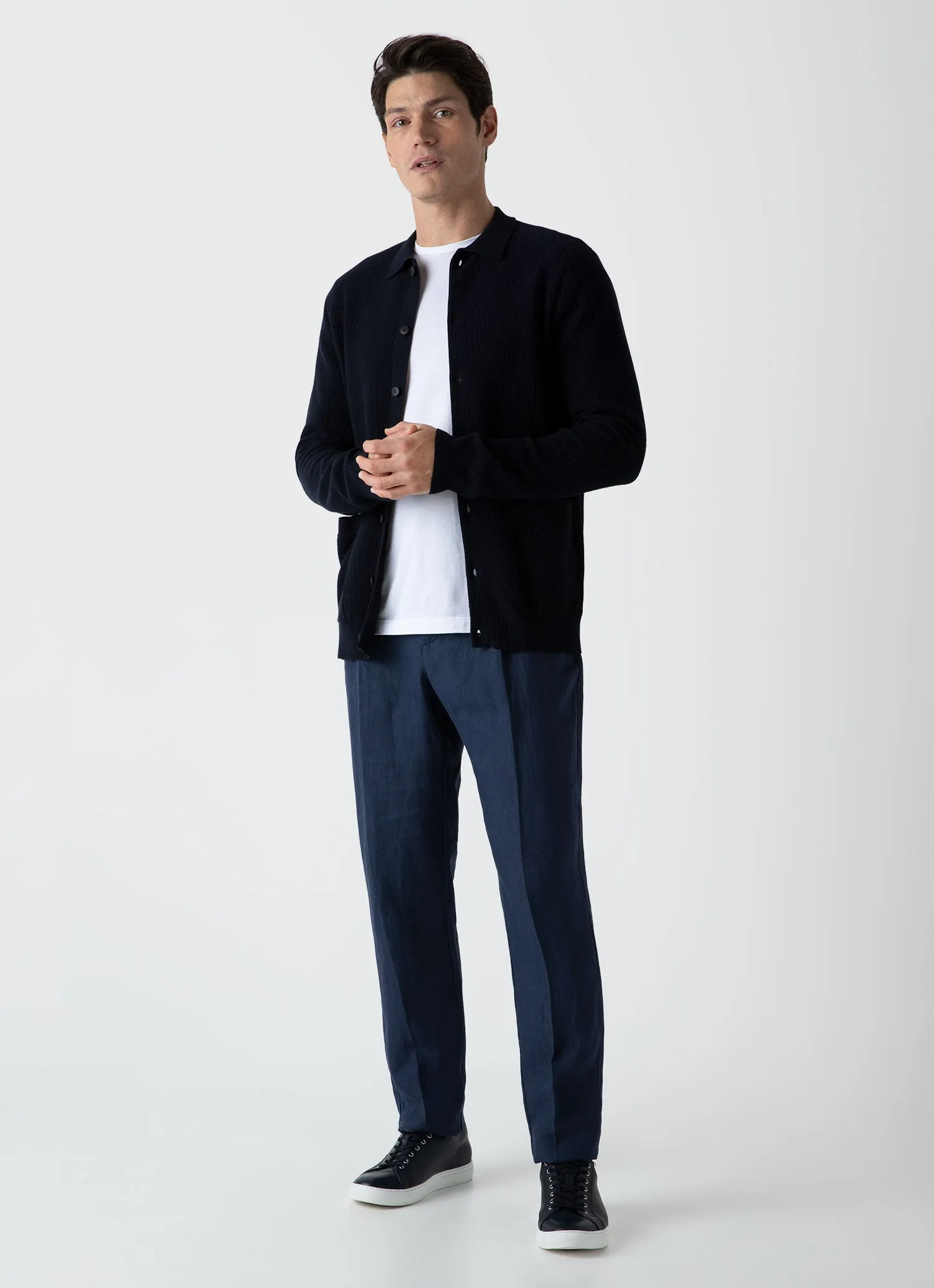 Men's Knitted Jacket in Navy sold by Sunspel product image thumbnail 3