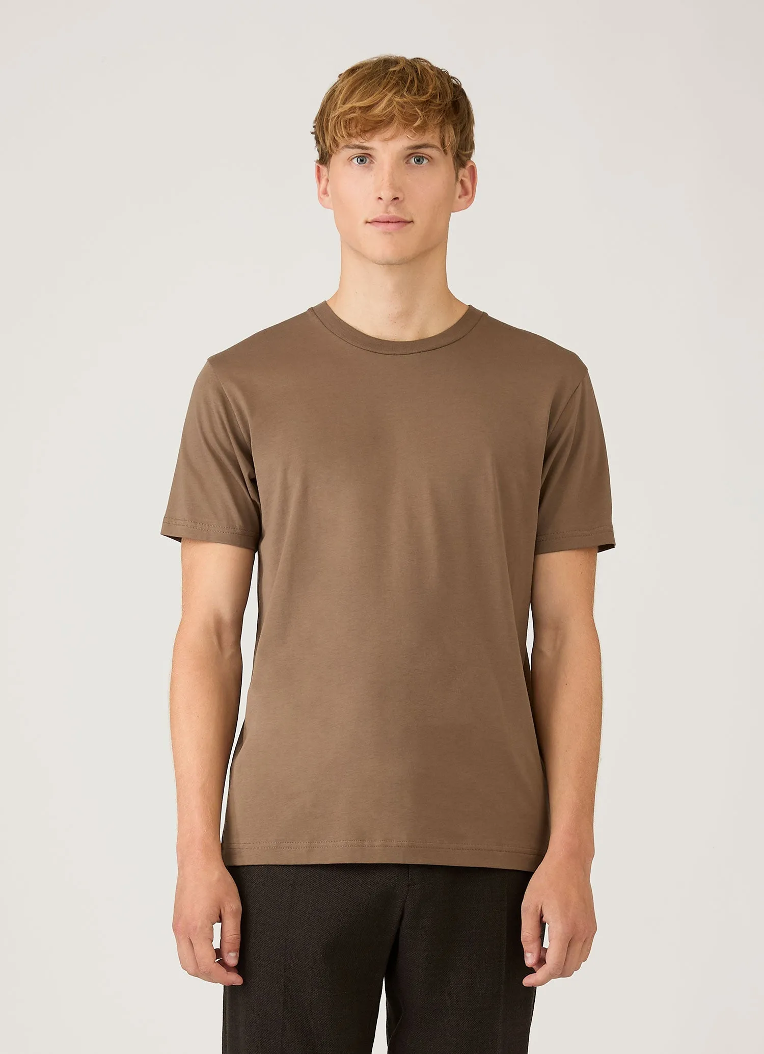 Men's Riviera Midweight T-shirt in Dark Cedar sold by Sunspel product image thumbnail 2
