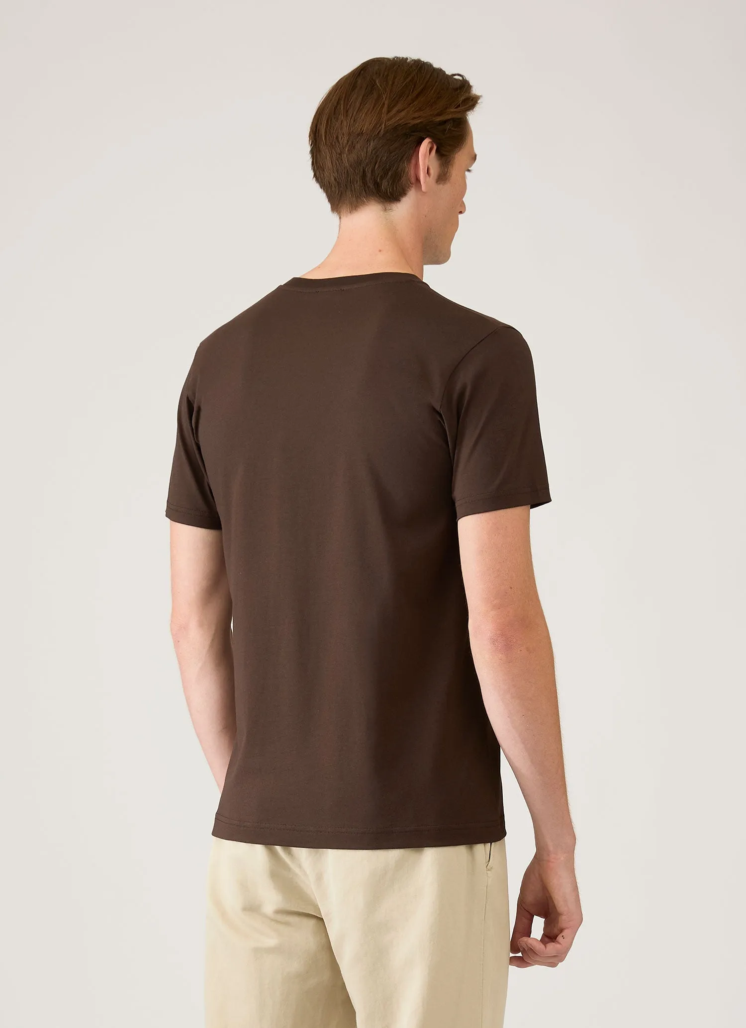 Men's Riviera Midweight T-shirt in Dark Chocolate sold by Sunspel product image thumbnail 5