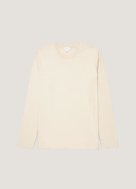 Men's Long Sleeve Riviera Midweight T‑shirt in Hazelwood sold by Sunspel