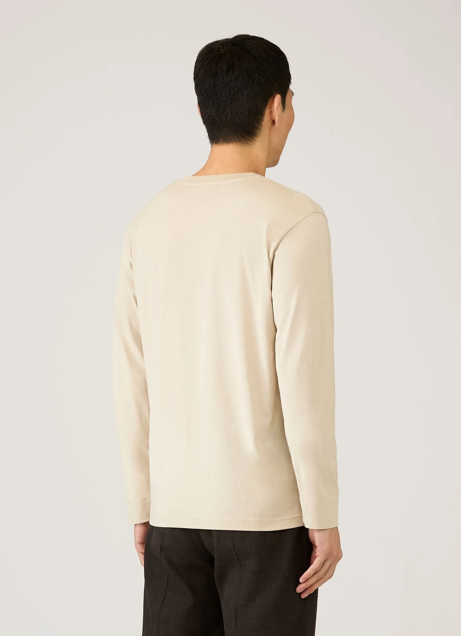 Men's Long Sleeve Riviera Midweight T‑shirt in Hazelwood sold by Sunspel product image thumbnail 5