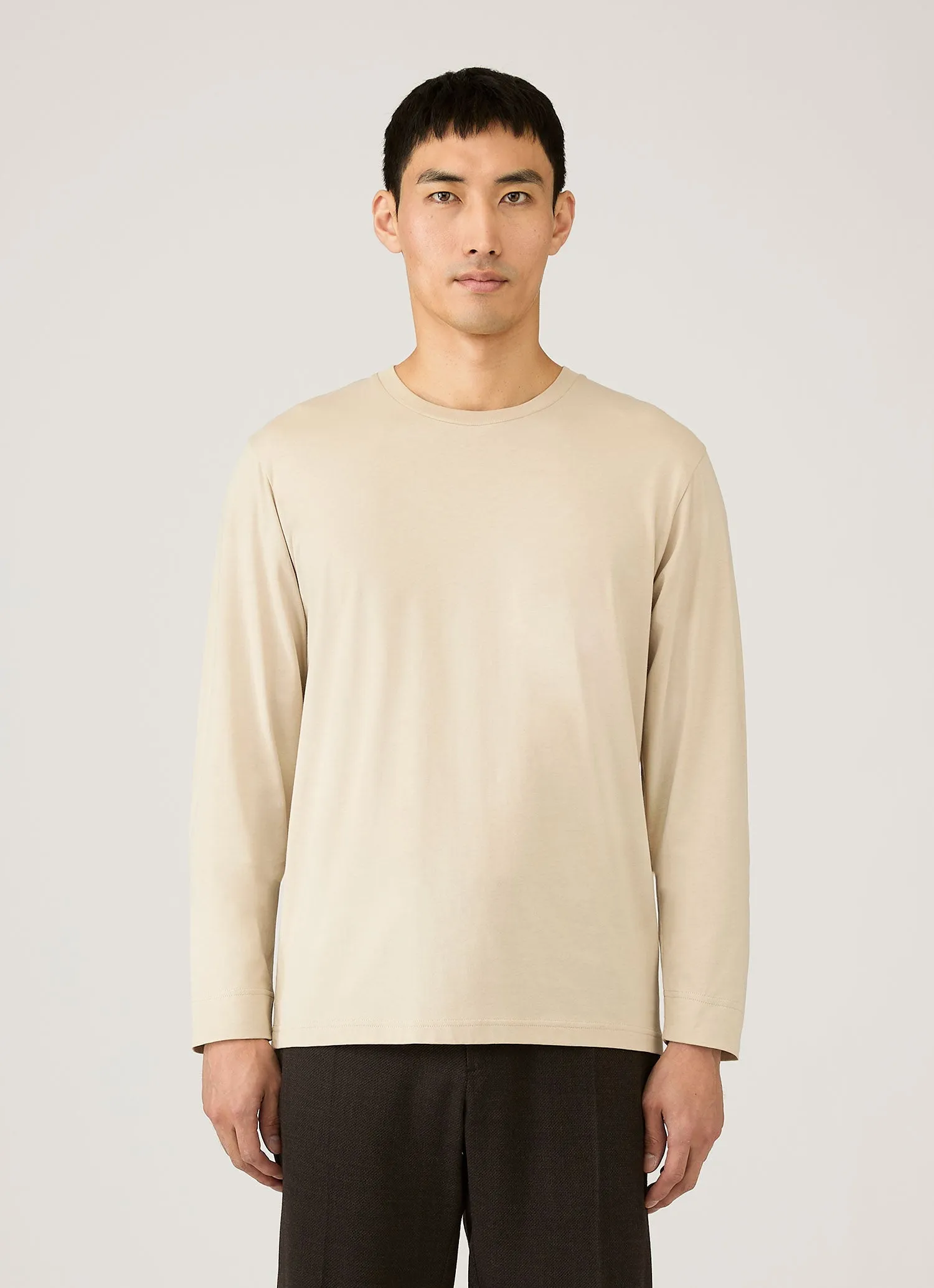 Men's Long Sleeve Riviera Midweight T‑shirt in Hazelwood sold by Sunspel product image thumbnail 2
