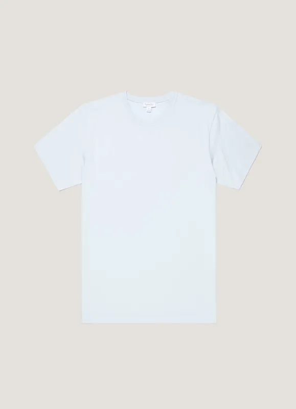 Men's Riviera Midweight T-shirt in Pastel Blue sold by Sunspel