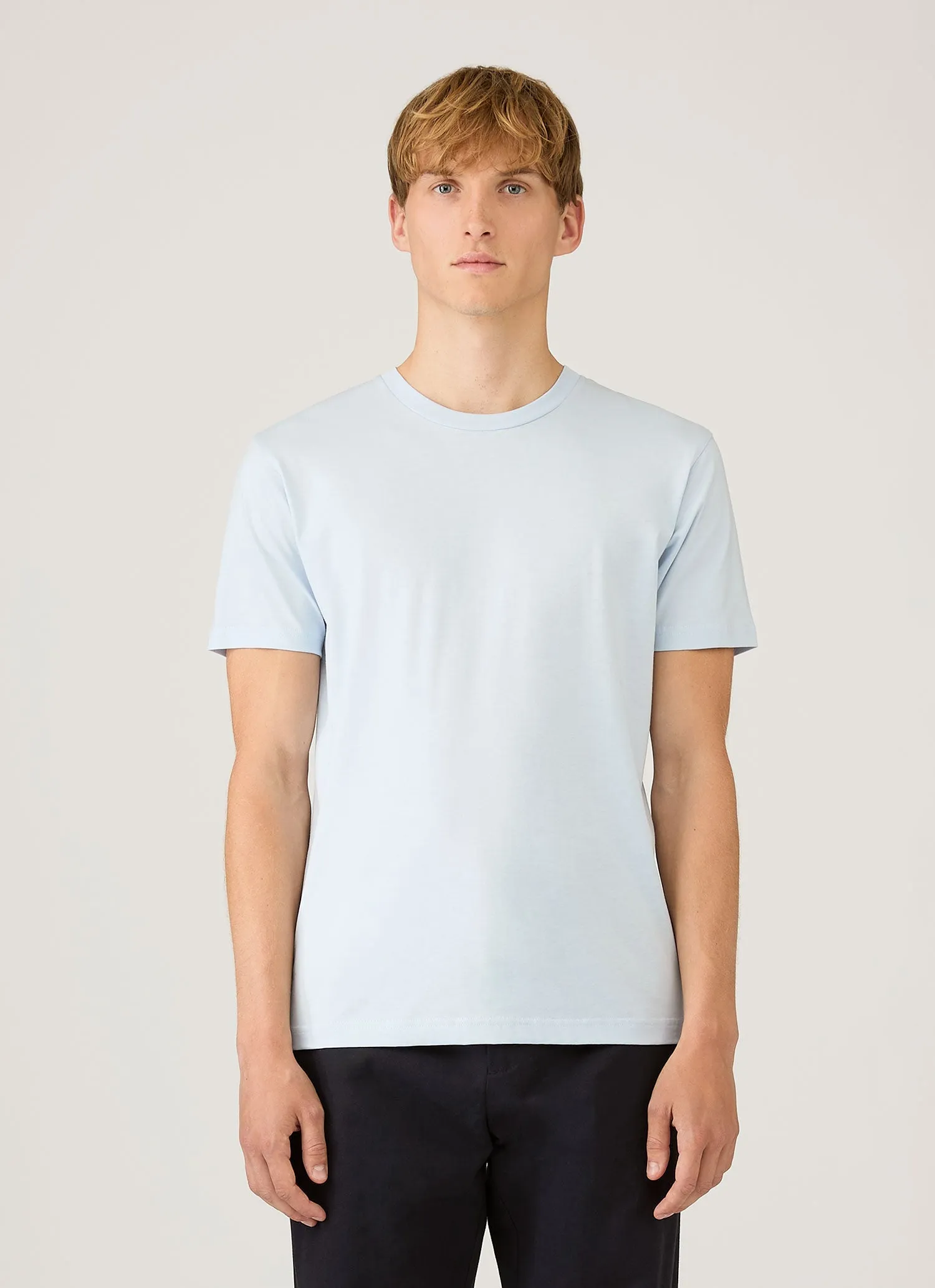 Men's Riviera Midweight T-shirt in Pastel Blue sold by Sunspel product image thumbnail 2